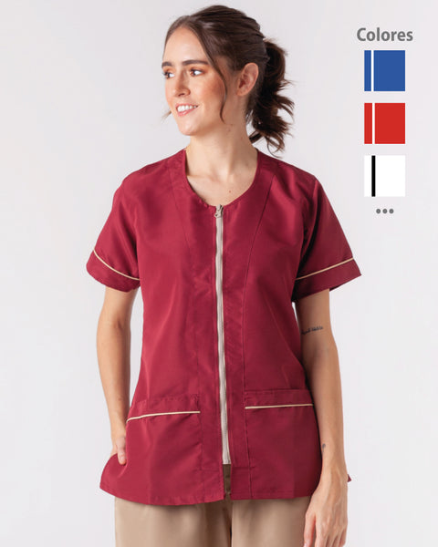 Women's Fluid-resistant Princess Cut Shirt with Solid Background Seasonal Ref: 022