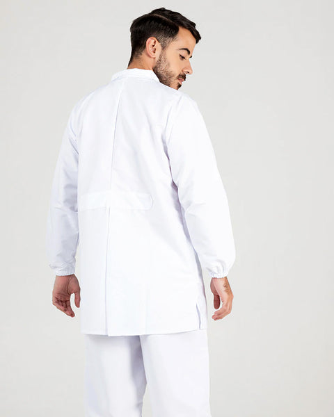 Bata En Antifluido Cuello Camisero Manga Larga Unisex Negra Ref: 005