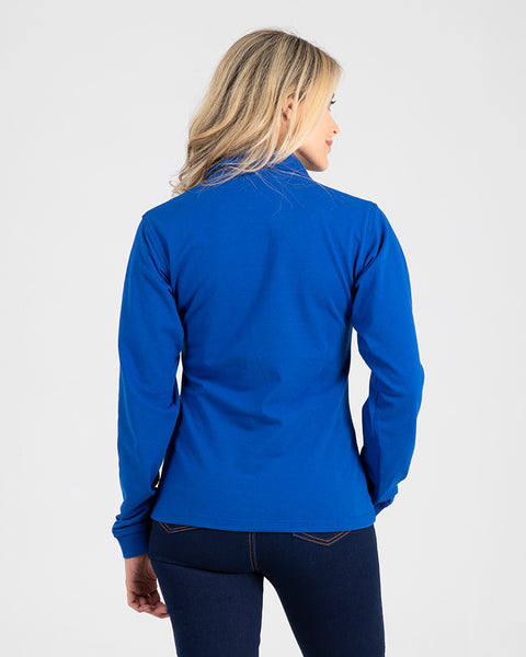 Camibuzo Tipo Polo Manga Larga Para Mujer