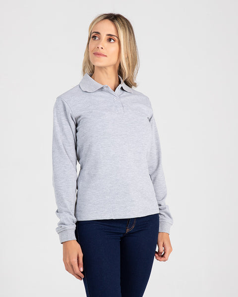 Camibuzo Tipo Polo Manga Larga Para Mujer