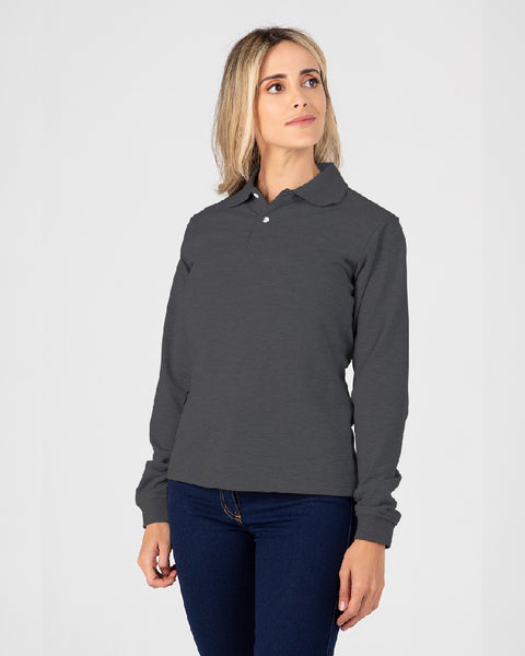 Camibuzo Tipo Polo Manga Larga Para Mujer