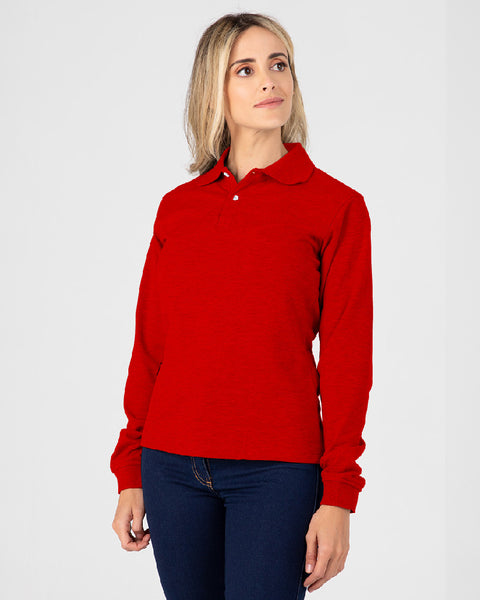 Camibuzo Tipo Polo Manga Larga Para Mujer