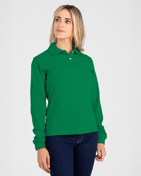 Camibuzo Tipo Polo Manga Larga Para Mujer