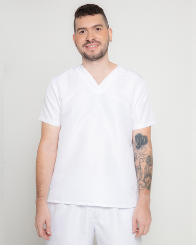 Unisex Fluid-resistant V-Neck Shirt White Ref: 019