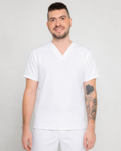 Unisex Fluid-resistant V-Neck Shirt White Ref: 019