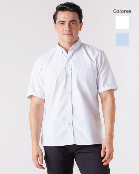 Camisa En Oxford Manga Corta Para Hombre Ref: 049