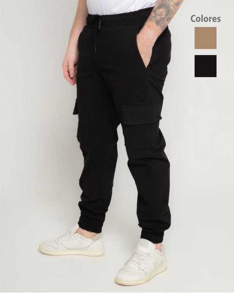 Jogger Tipo Cargo Unisex En Dril Raza Fabricato Caqui O Negro Ref: 107