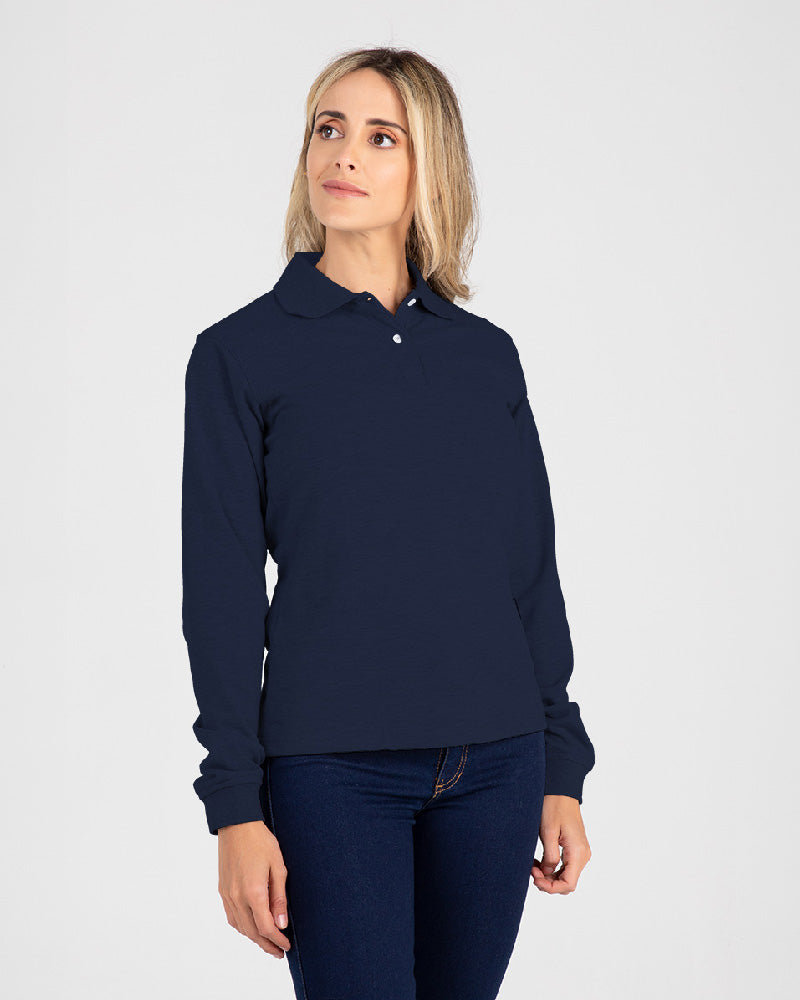 Women's Long Sleeve Lacoste-style Polo Hoodie Ref: 081 – Dotaciones  Corporativas, image size:800x1000